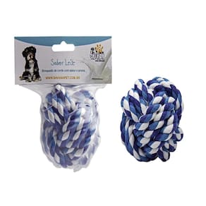 Brinquedo Mordedor Bola Corda Azul Pet Arroma De Leite Caes