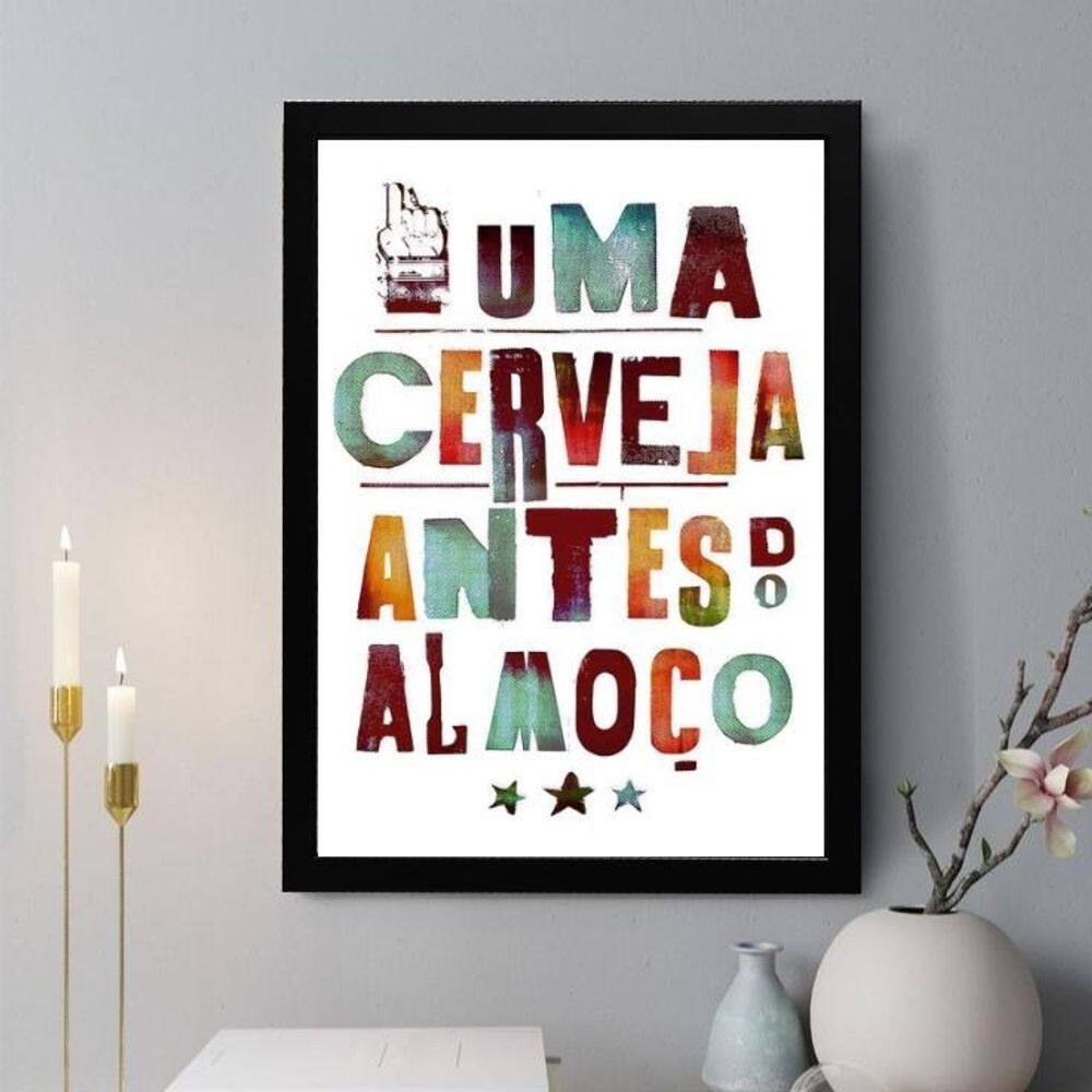 Quadro Decorativo Uma Cerveja Antes Do Almoço 24X18Cm