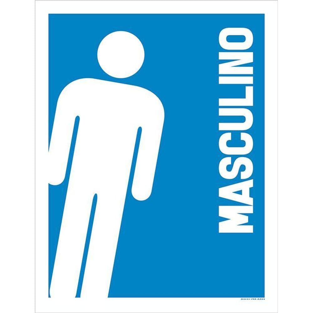 Placa Banheiro Masculino - Sinalização Toilet Italico 36X46