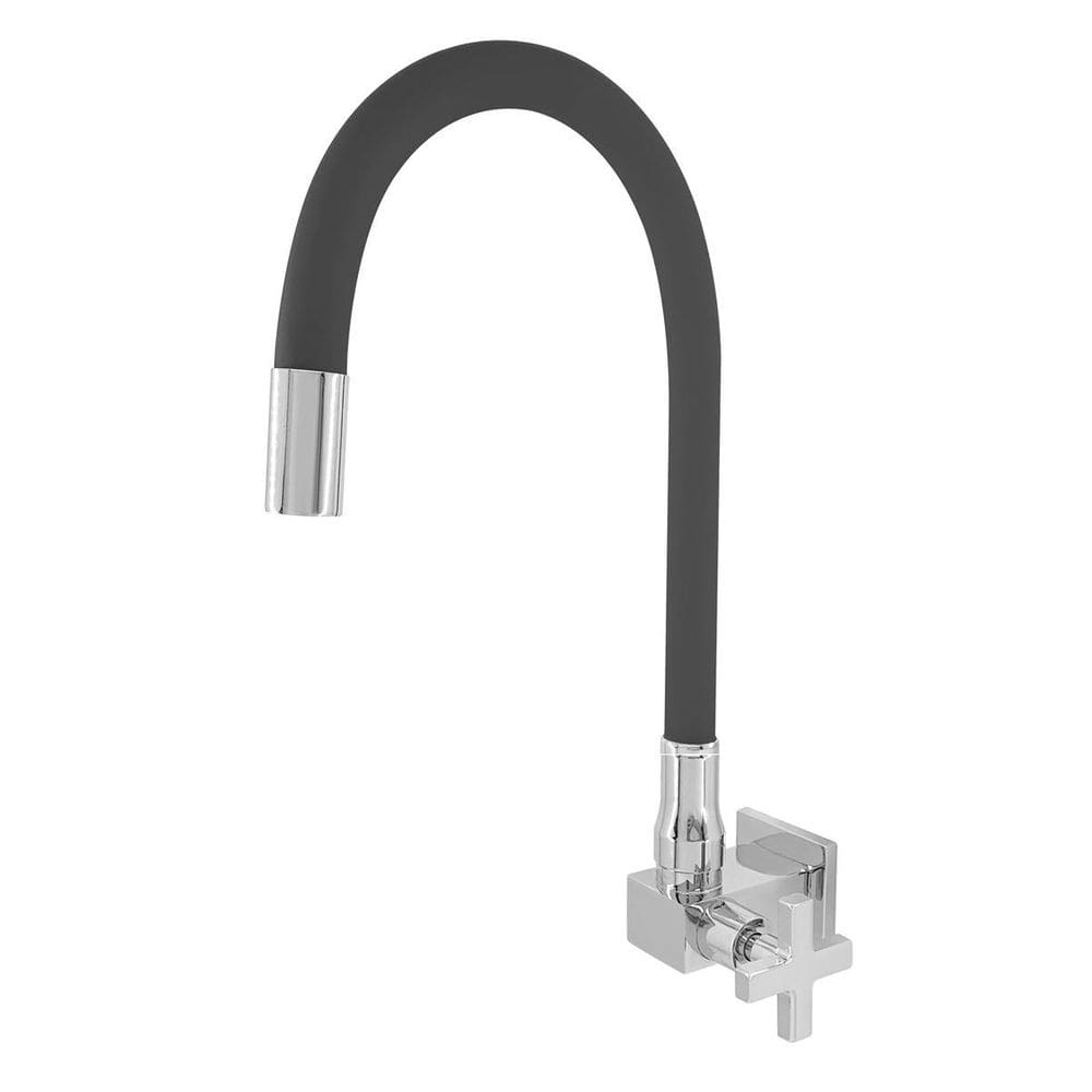 Torneira Luxo Parede Cozinha Bica Preta Metal 1/4 Volta