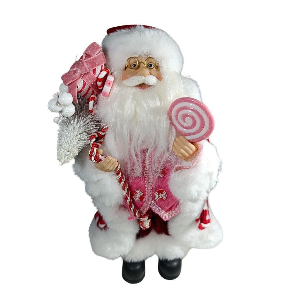 Papai Noel Em Pe Vermelho Rosa 30Cm Florarte 80382001