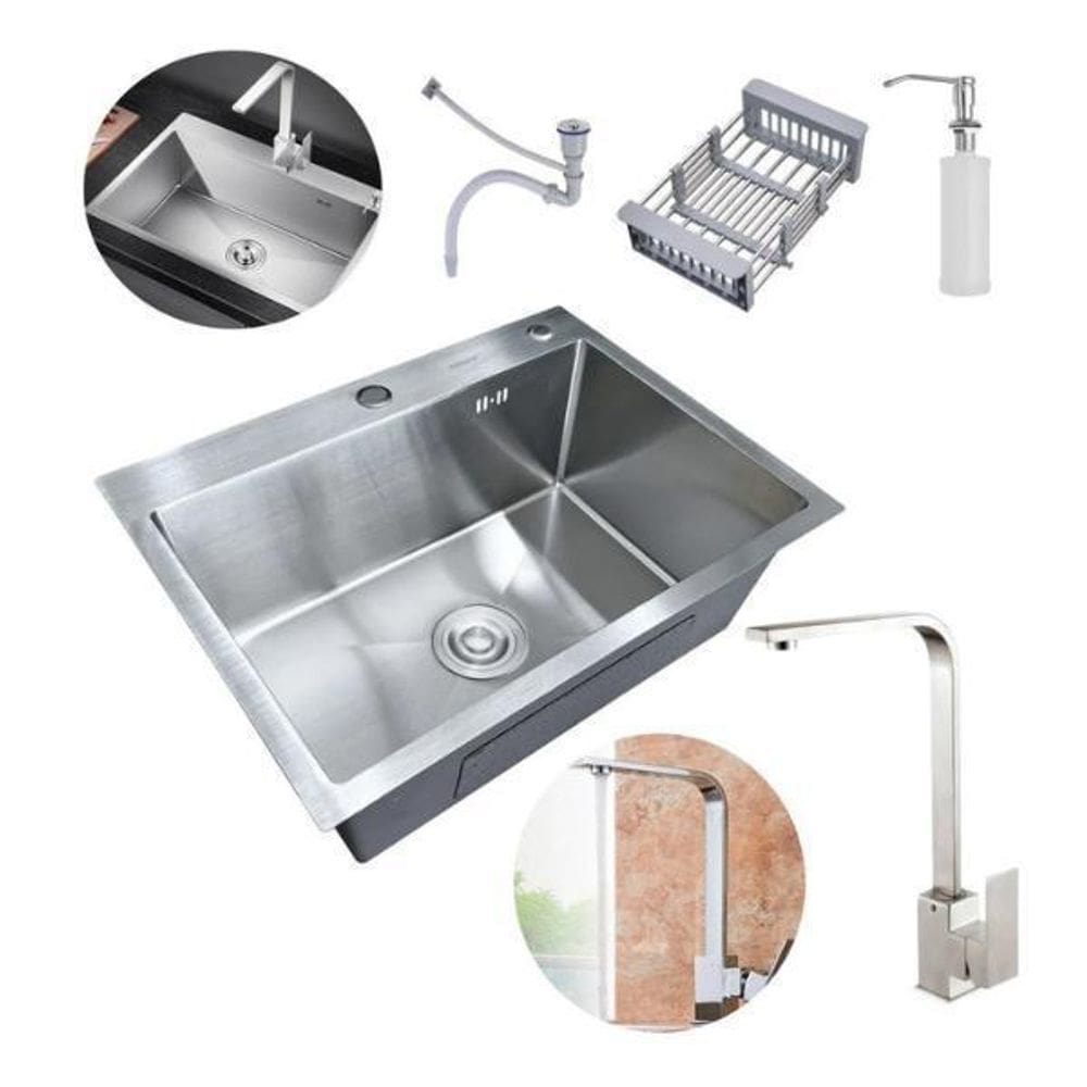 Kit Cuba Pia Aço Inox Cozinha Gourmet E Torneira Perfil Em L