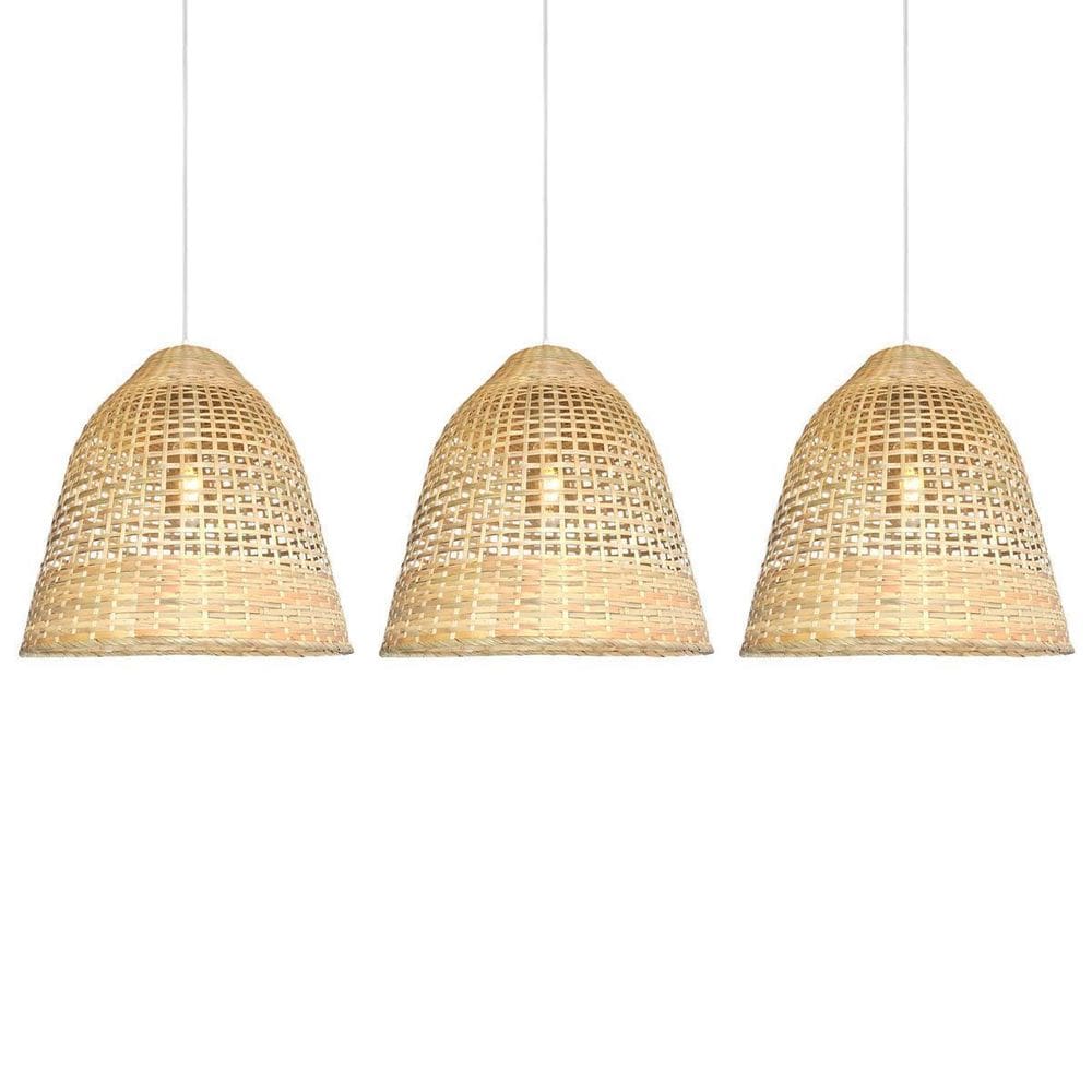 Kit 3 Pendente Bamboo Fibra Natural Artesanal Restaurante