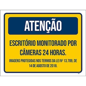 Placa Escritório Monitorada Câmeras 24 Horas 36X46
