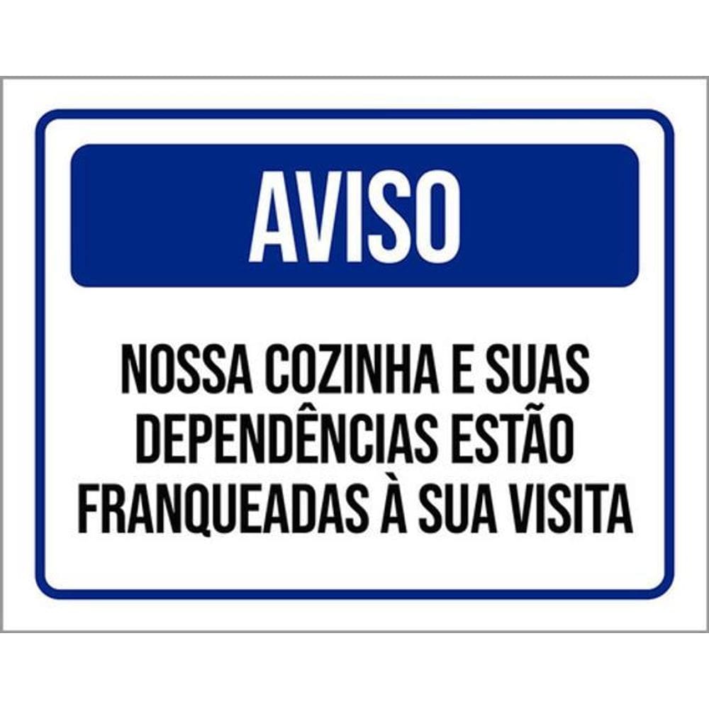 Kit 3 Placas Sinalização - Aviso Nossa Cozinha Dependências