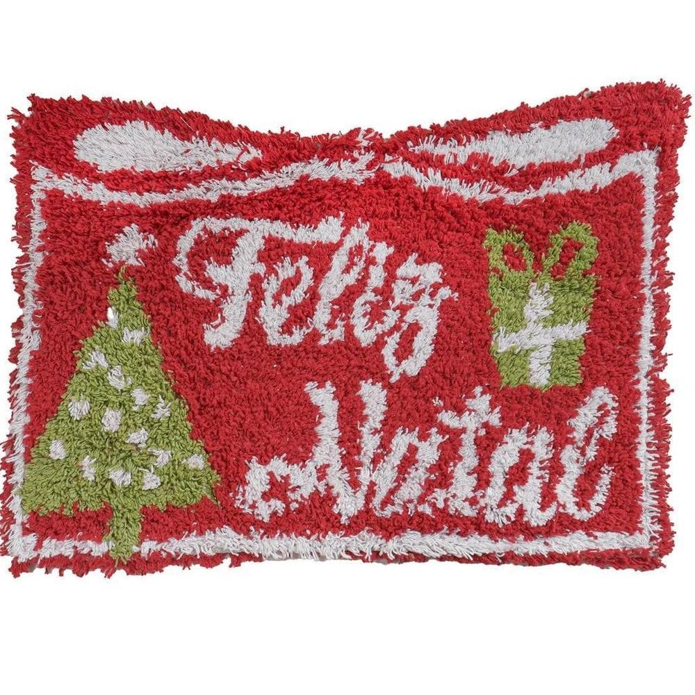 Tapete Algodão Natal 40X60Cm Feliz Natal Vermelho Bene Casa