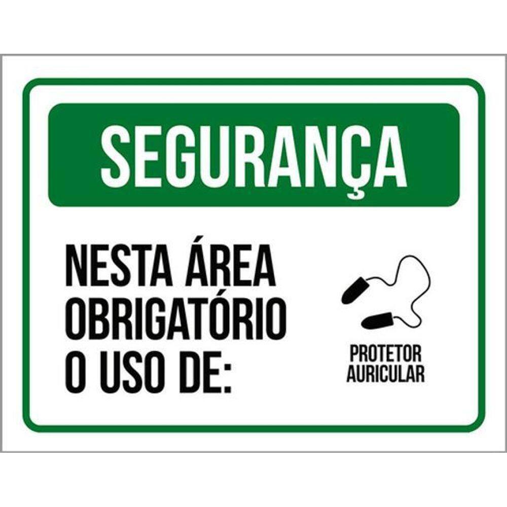 Kit 3 Placas Segurança Área Obrigatório Protetor Auricular