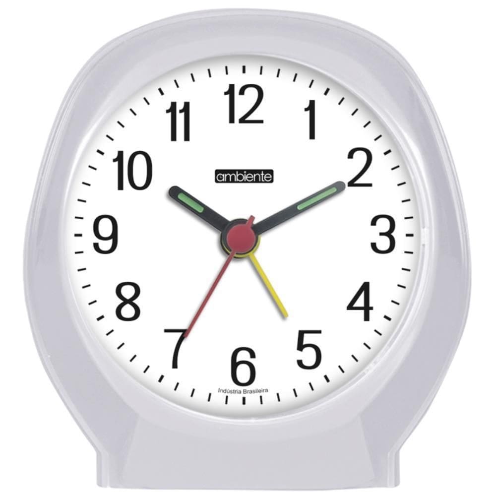 Despertador Quartz Ambiente Ref: 1604-021 Branco Redondo