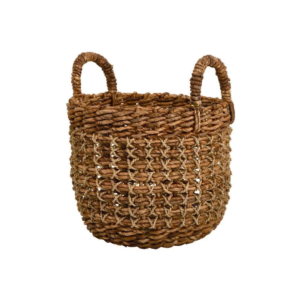 Cesto Decorativo Cachepot Multiuso Redondo Em Fibra Natural
