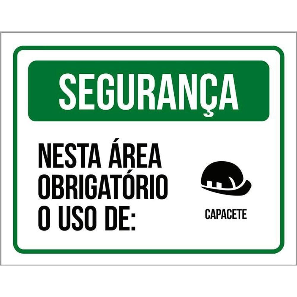 Placa De Segurança - Nesta Área Obrigatório Capacete 36X46