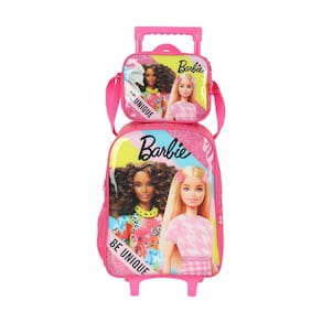 Kit Escolar Mochila Rodas Barbie+Lancheira Térmica - Pink