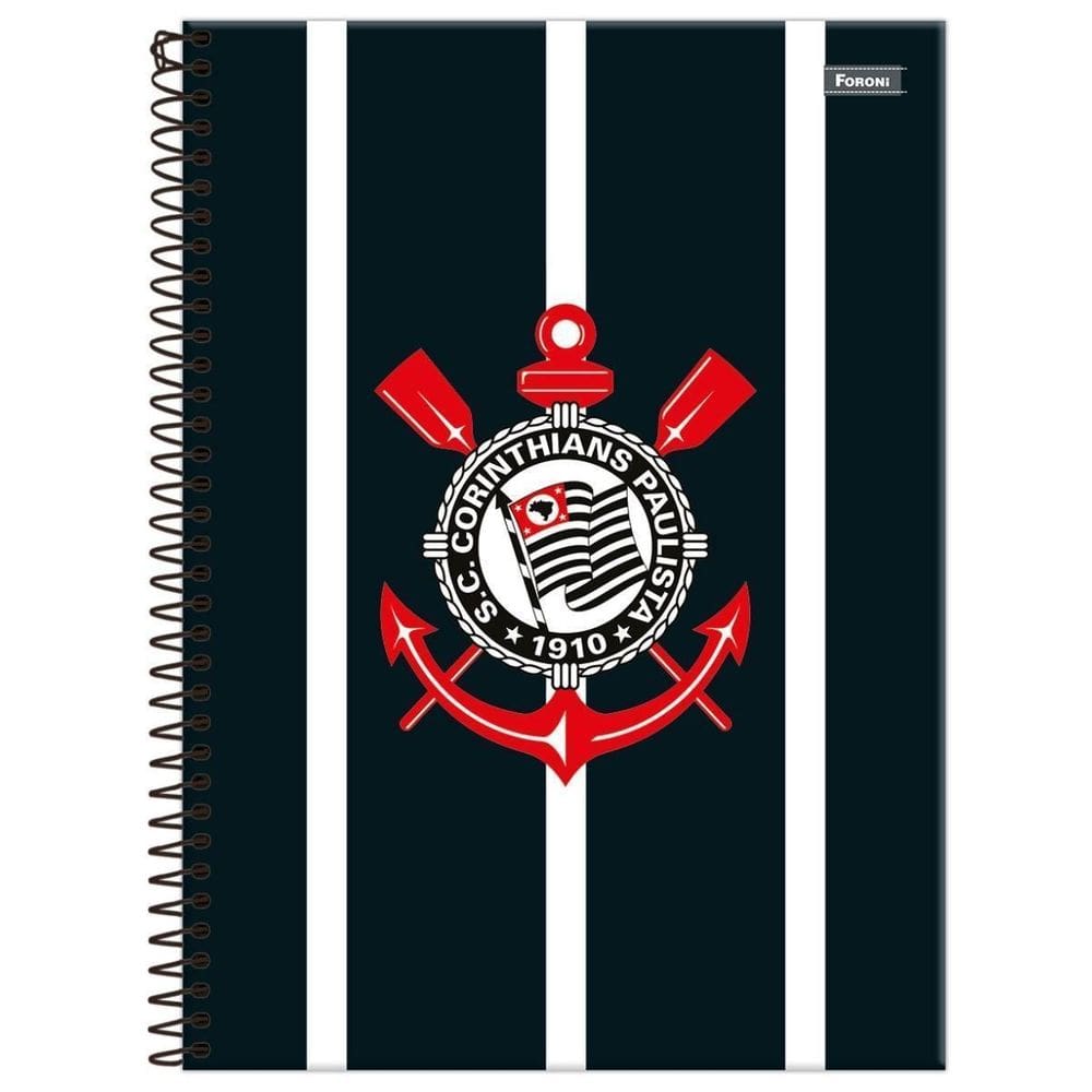 Caderno Corinthians Capa Dura Espiral 1 Matéria 80F Escolar
