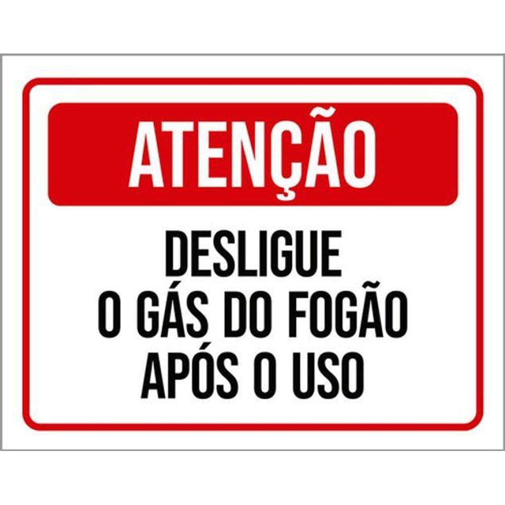 Kit 3 Placas Atenção Desligue Gás Fogão Após Uso