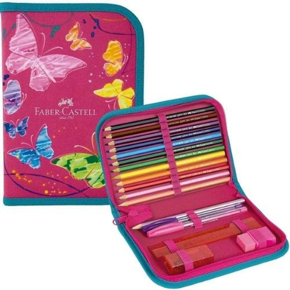 Estojo Nylon Borboleta Rosa Fsc*