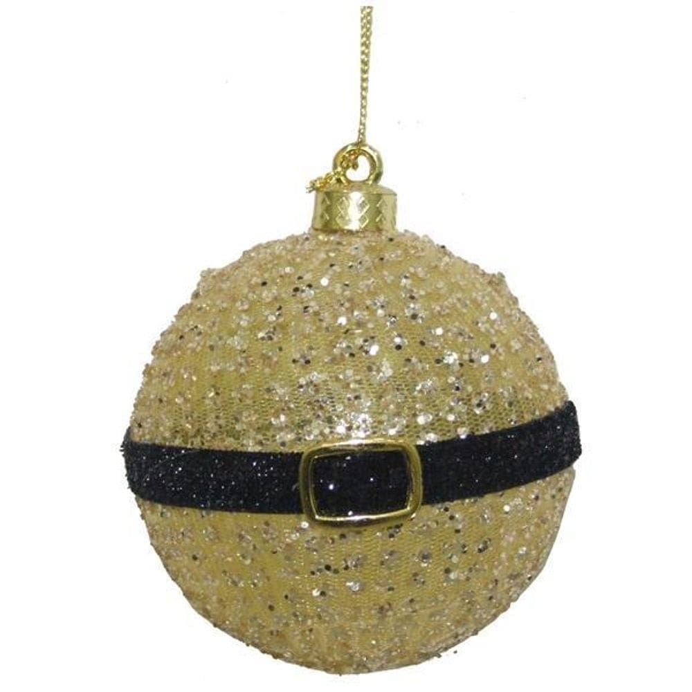 Enfeite De Natal Bola Dourada Para Arvore/Mesa/Porta 09Cm