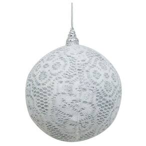 Enfeite De Natal Bola Branca Grande Arvore/Mesa/Porta 15Cm