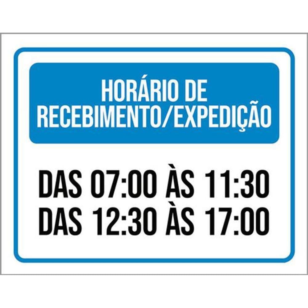 Kit 3 Placas Horário Recebimento Expedição