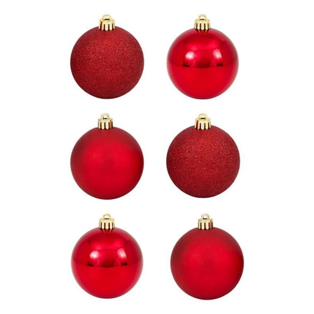 Kit 6 Bolas De Natal Vermelhas Brilhantes 6 Cm - Vermelho