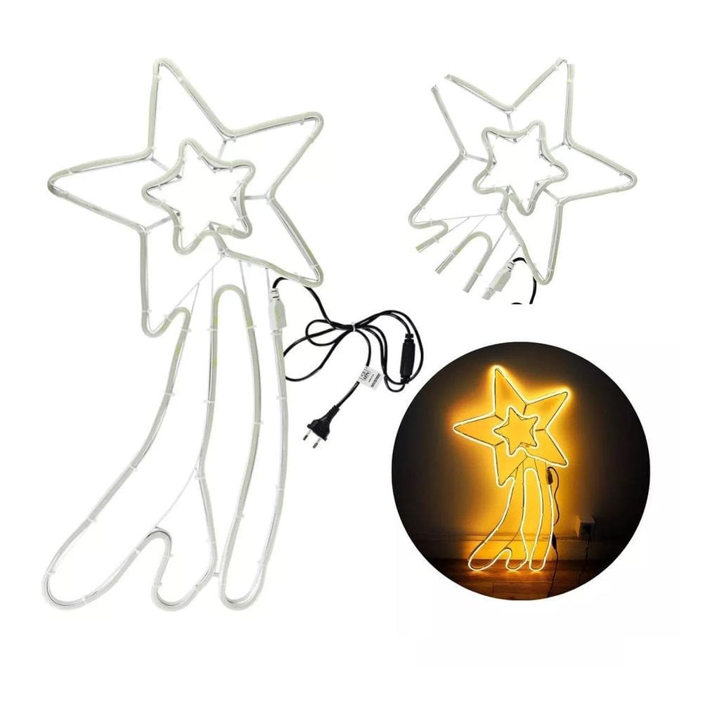 Pisca Pisca Led Estrela Cadente Branco Quente Natal 127V