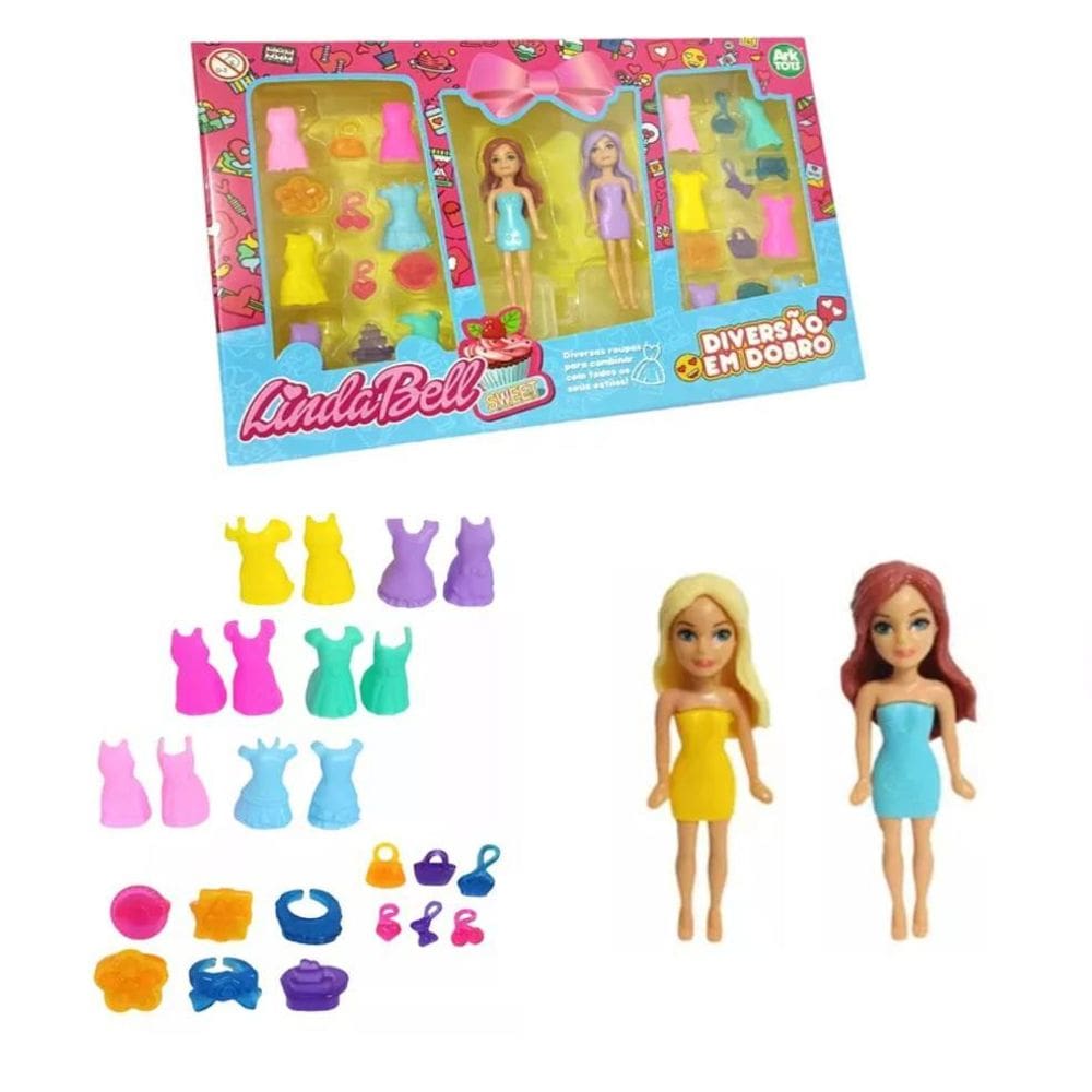 Brinquedo Boneca Troca Roupa Vestido Acessórios Menina