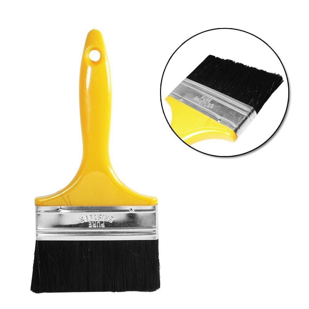 Pincel / Trincha Pintura Cabo Plastico Amarelo 4`` 100Mm