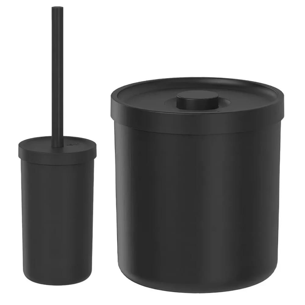 Kit Banheiro Lavabo Lixeira Escova Sanitária Bold - Ou Cor Preto