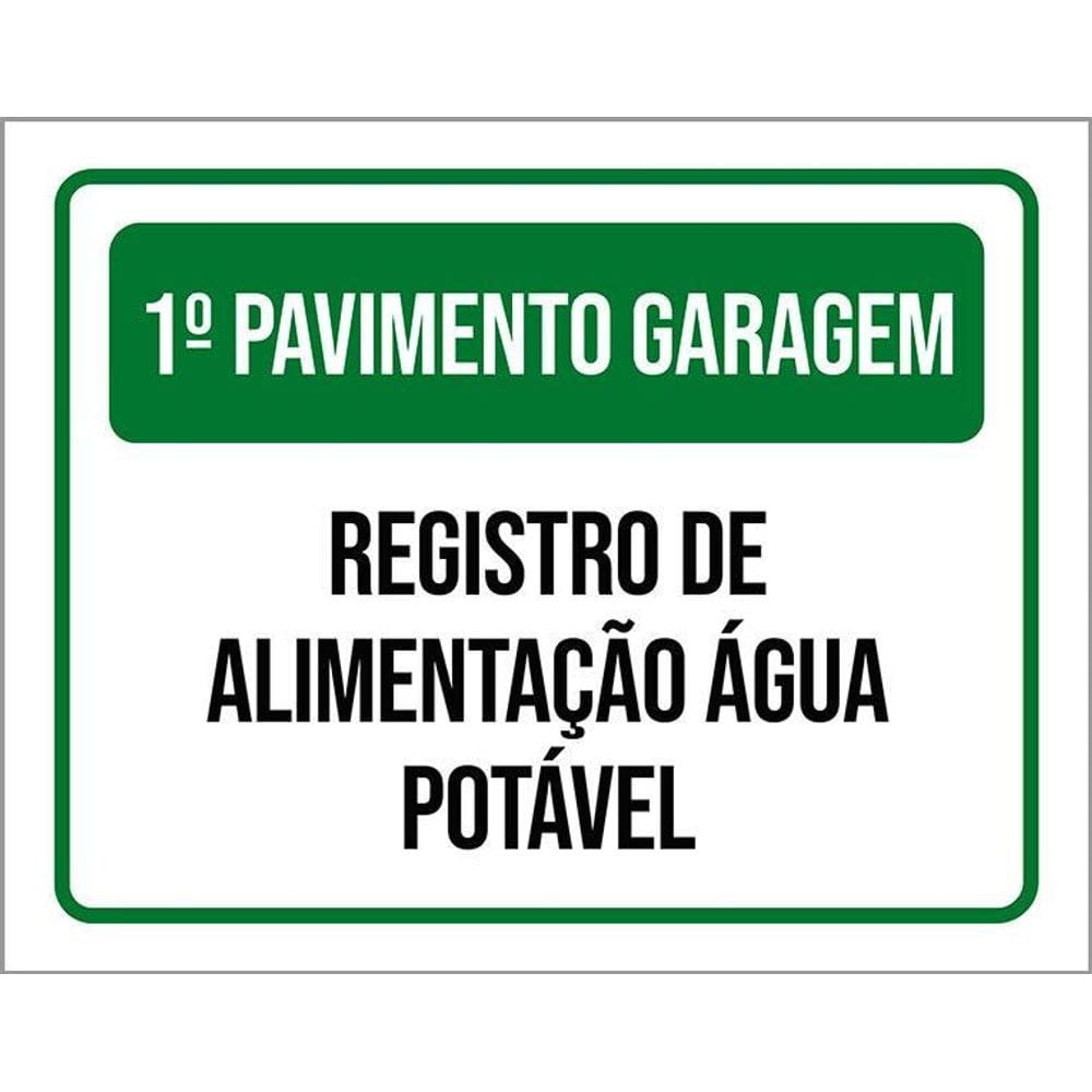 Placa 1 Pavimento Garagem Registro Água Potável 36X46