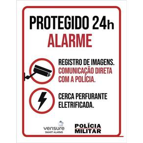 Placa De Segurança - Protegido 24H Alarme Polícia 36X46