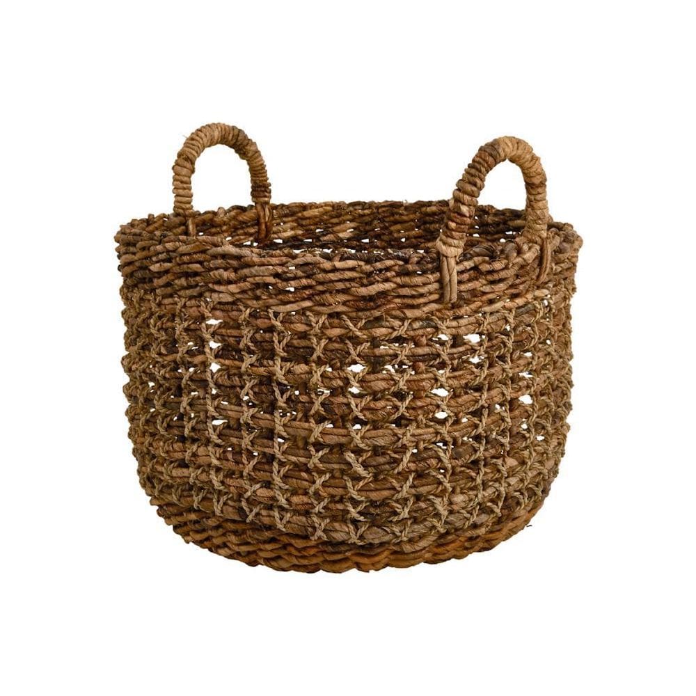 Cesto Decorativo Multiuso Redondo Em Fibra Natural Grande