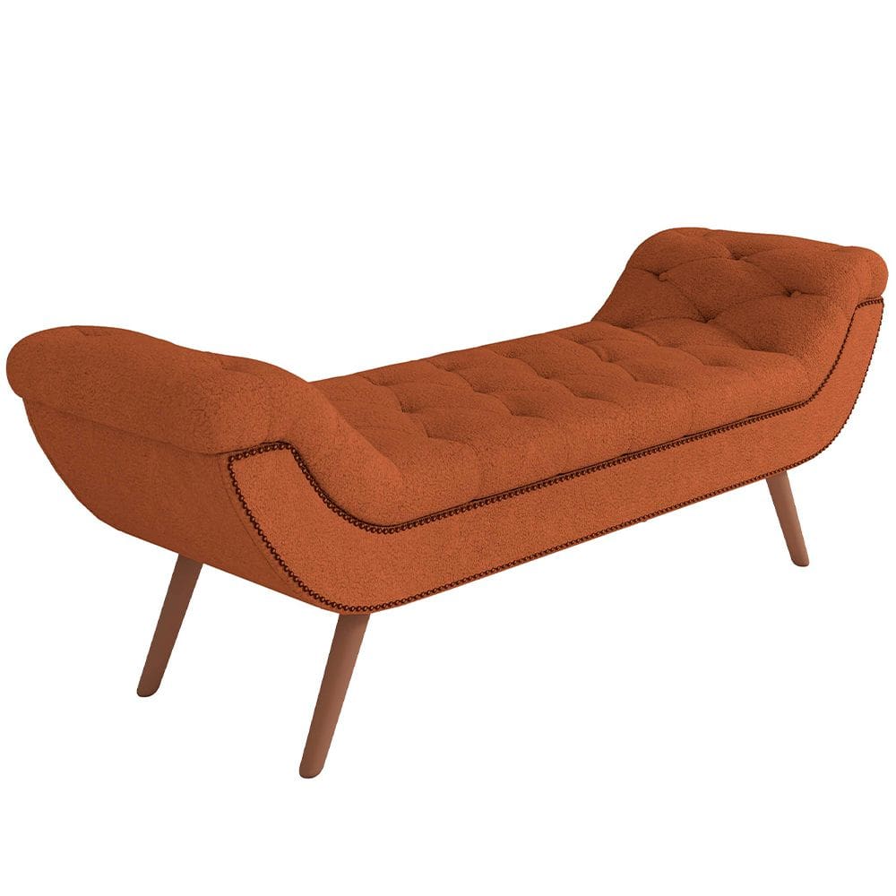 Puff Recamier Decorativo com Tachas 160 cm Santorini Bouclê Terracota - Lyam Decor