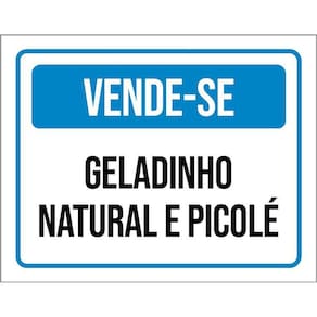 Kit 3 Placas Sinalização Vende-Se Geladinho Natural Picolé