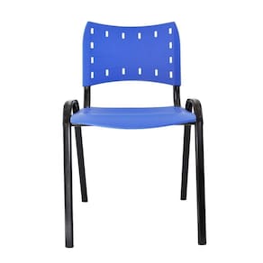 Cadeira Iso para Escola Escritório Comércio Azul Base Preta