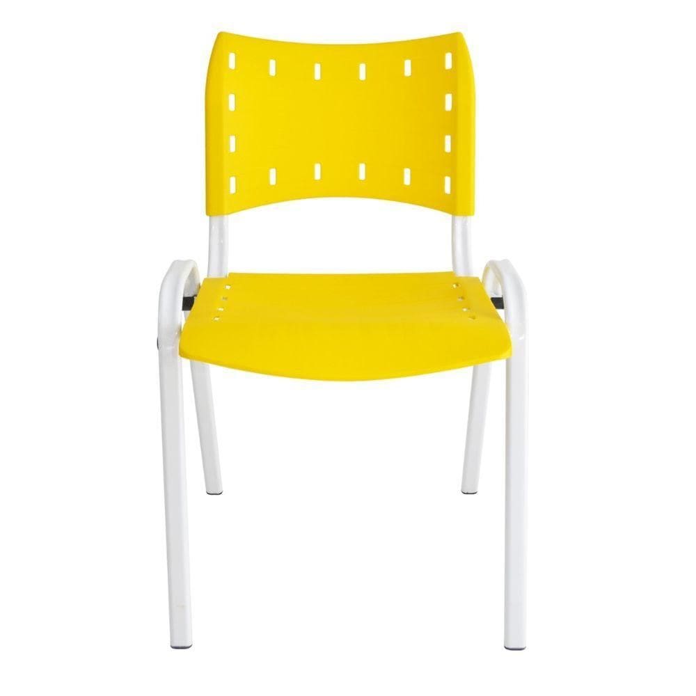 Cadeira Iso para Escola Escritório Comércio Amarelo Base Branco