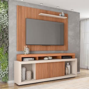 Rack com Painel para TV até 70 Polegadas Aegon Freijó/Off White - Caemmun