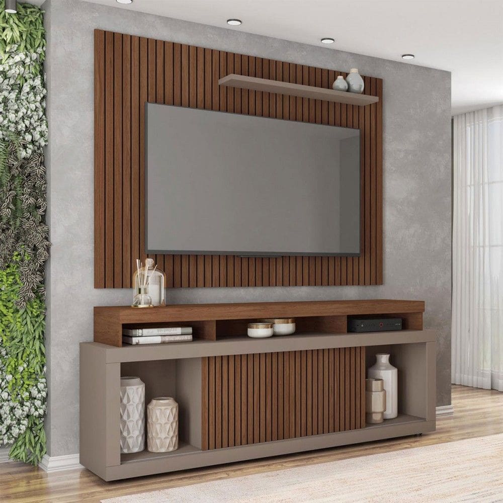 Rack com Painel para TV até 70 Polegadas Aegon Marrom Claro/Havana - Caemmun