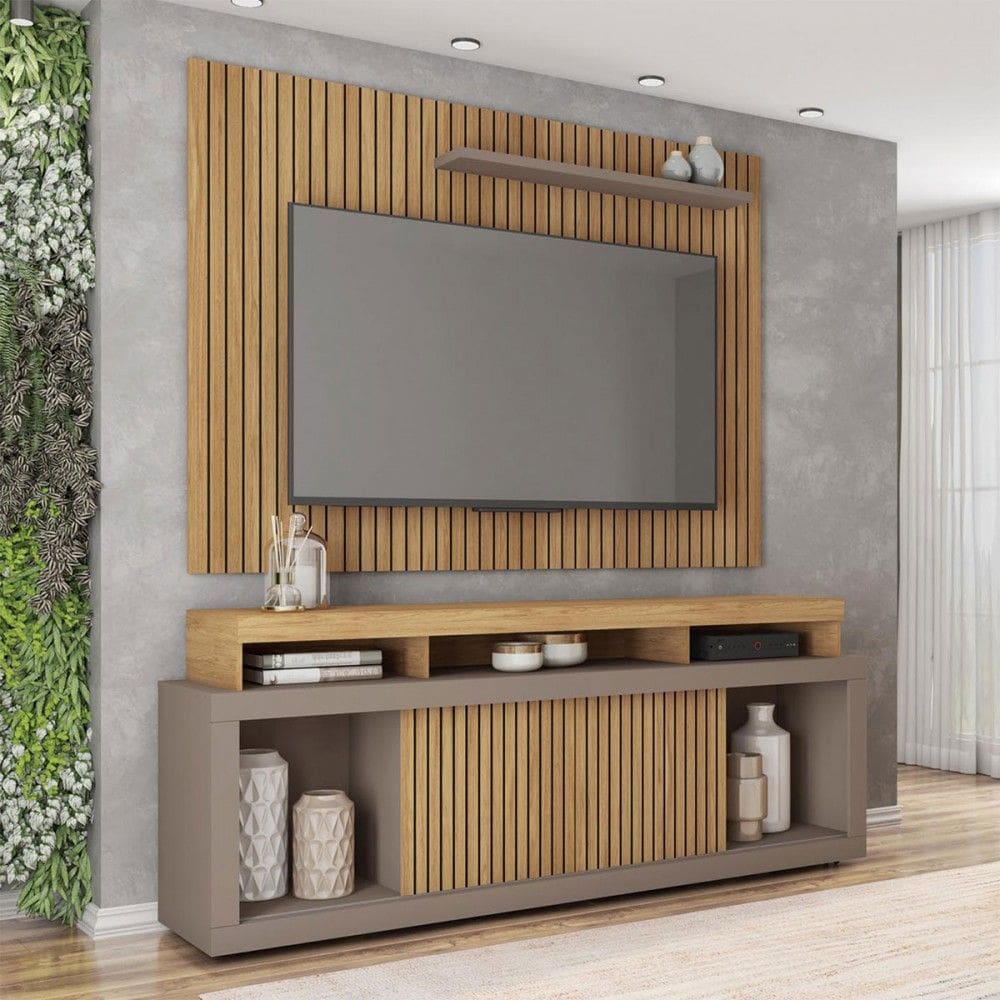 Rack com Painel para TV até 70 Polegadas Aegon Buriti/Marrom Claro - Caemmun