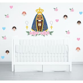 Adesivo De Parede Nossa Senhora Aparecida E Anjinhos