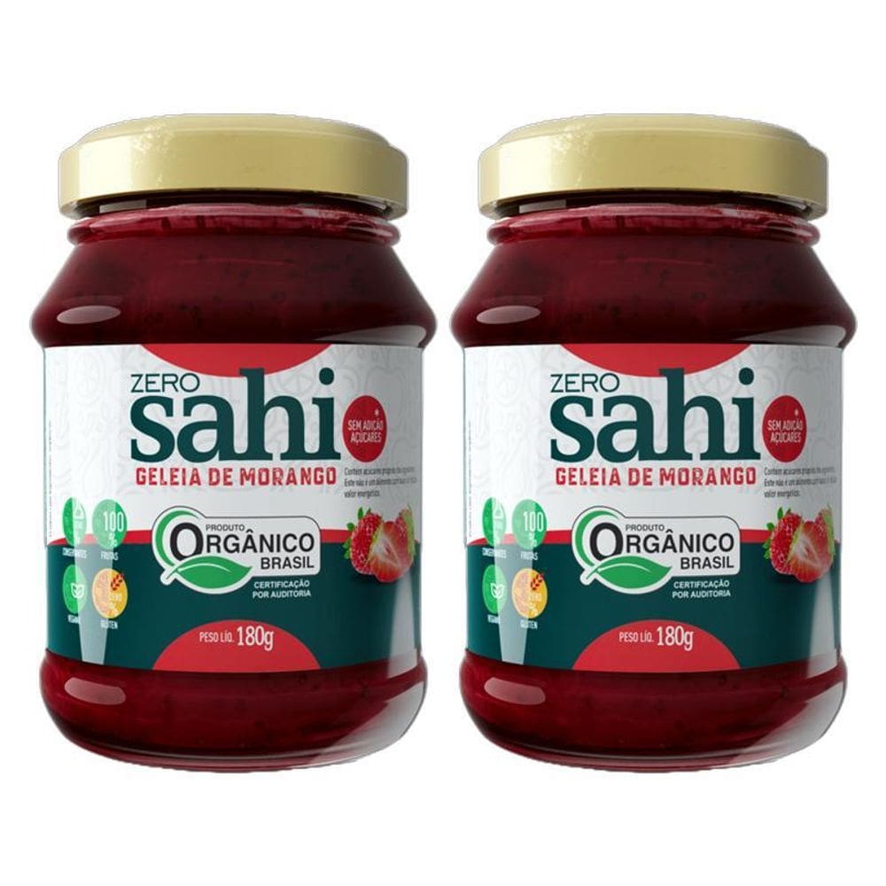 Kit 2X: Geleia De Morango Orgânica Zero Açúcar Sahi 180G