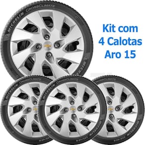 4X Calota Gm Onix Prisma Corsa Aro 15 Com Emblema 195Cp