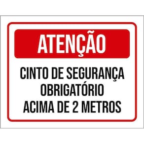 Kit 3 Placas Atenção Cinto Segurança Obrigatório 2 Metros