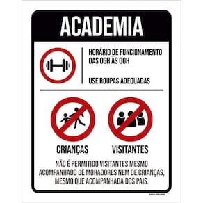 Kit 3 Placas Regras Normas Uso Academia