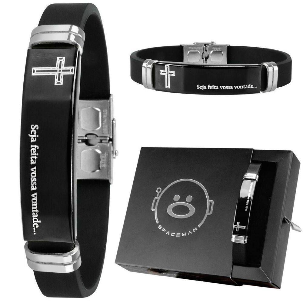 Pulseira Masculina Ajustável Aço Inox Pai Nosso Qualidade