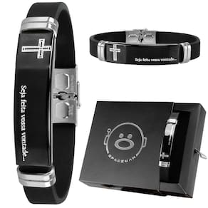 Pulseira Masculina Ajustável Aço Inox Pai Nosso Qualidade