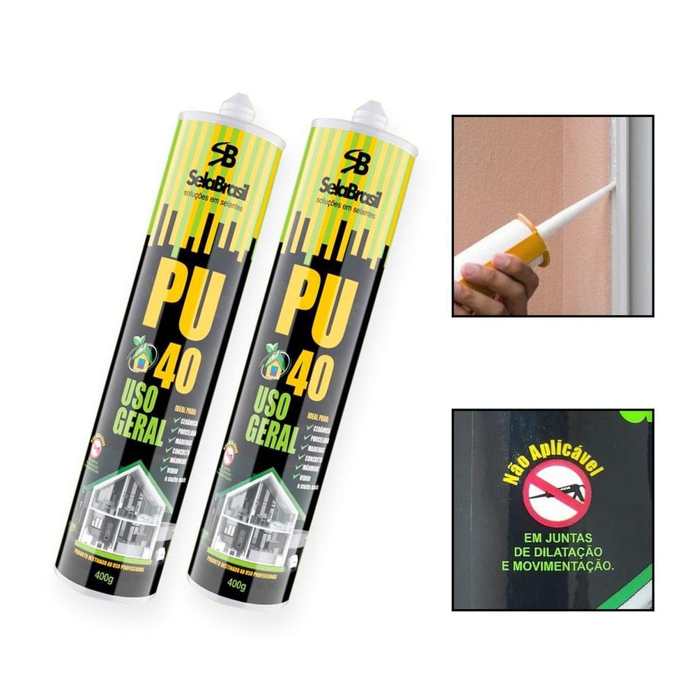 Kit 2 Cola Adesiva Selante Pu40 Poliuretano Uso Geral Branco