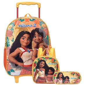 Mochila Moana Infantil + Lancheira Térmica Com Estojo Xeryus