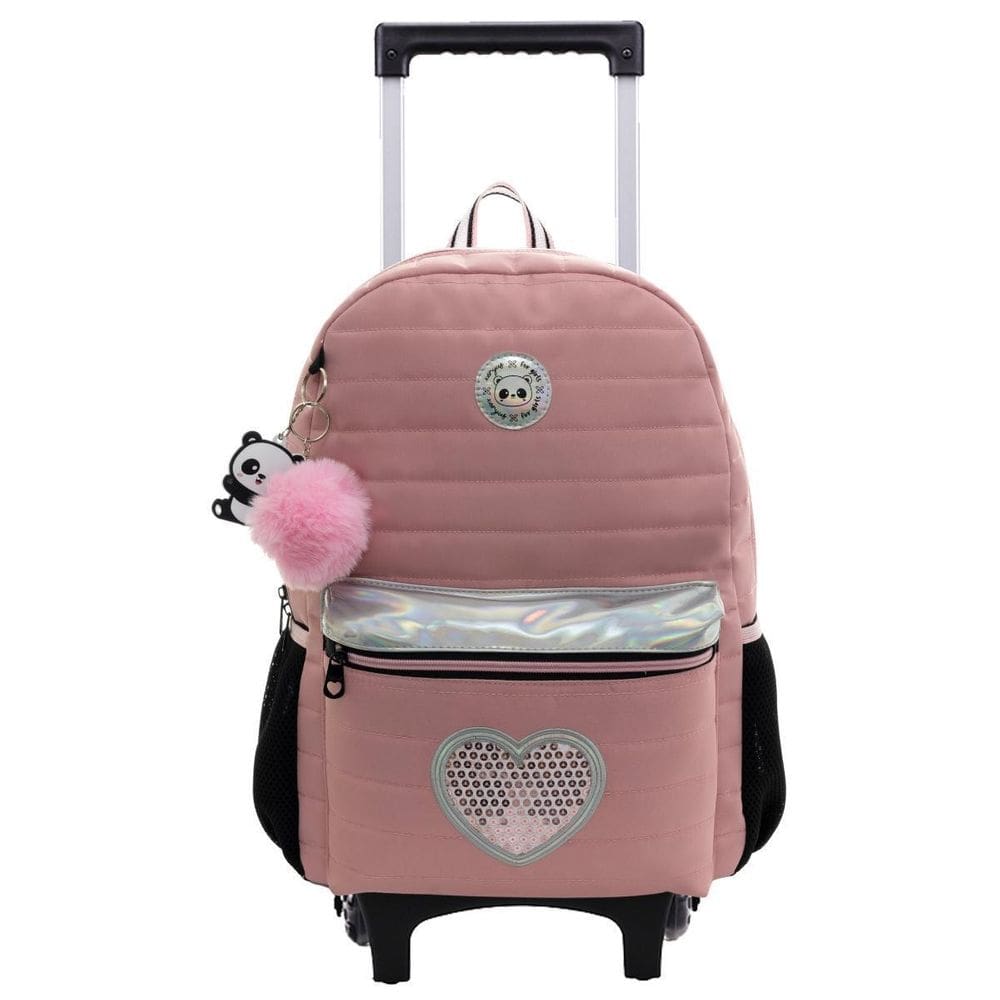 Mochila Rodas 16 Panda Holográfica Lancheira Térmica Estojo