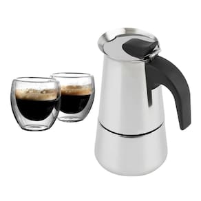 Cafeteira Italiana Moka 450Ml + 2 Copos Vidro Duplo 140Ml