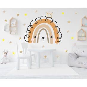Adesivo De Parede Infantil Arco Iris Leãozinho E Estrelas