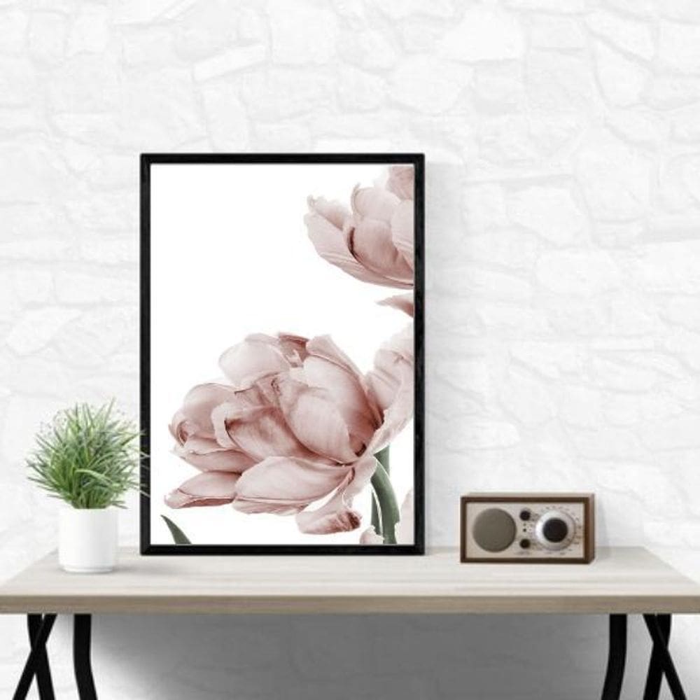 Quadro Foto Flor Moderna Rosê 24X18Cm - Com Vidro