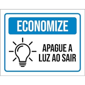 Placa Economize Apague A Luz Ao Sair 36X46